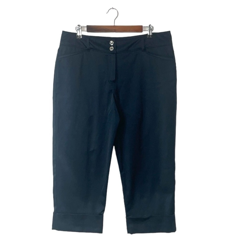 Zac & Rachel Navy Blue Straight Leg High Rise Crop Ankle Pants Size 14